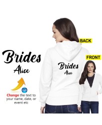  Bride With Custom Text Name Persoanlised Wedding Celebration Printed Adult Unisex Hooded Sweatshirt